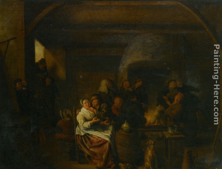 The Interior of a Tavern with Peasants Cavorting and Drinking painting - Jan Miense Molenaer The Interior of a Tavern with Peasants Cavorting and Drinking art painting